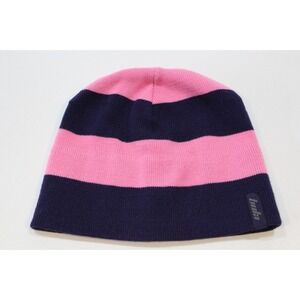 Bula Pink Blue Striped Knit Winter Hat 100% Acrylic  made in Canada